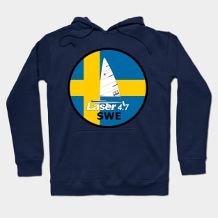 laser class sailboat on flag Sweden Hoodie